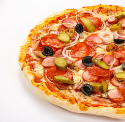 Italian traditional Pizza with sausages