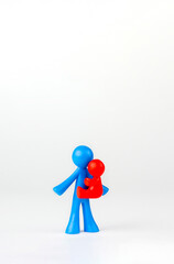 Multicolored men on a gray background. Father and children concept, father's day