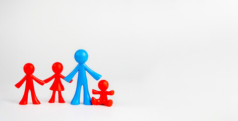 Multicolored men on a gray background. Father and children concept, father's day