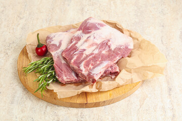Raw pork ribs for cooking