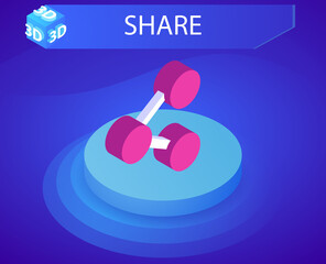 Share isometric design icon. Vector web illustration. 3d colorful concept