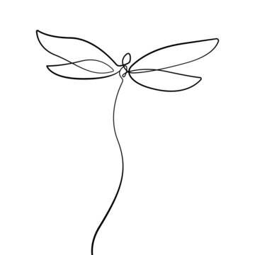 Dragonfly Continuous Line Art Drawing. One Line Art Minimalist Style of Simple Dragonfly. Good for Wall Art, Print, Poster. Abstract Minimal Trendy Modern Drawing. Vector EPS 10