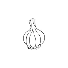 Garlic spices. Cooking ingredient. Line icon. Editable stroke size. Open paths. Vector sketch illustration.