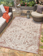 Modern outdoor area rug textile design. Modern exterior area floor carpet design.