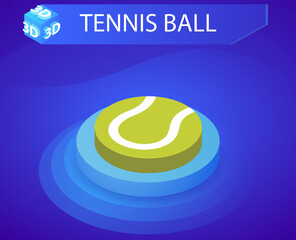 Tennis ball isometric design icon. Vector web illustration. 3d colorful concept