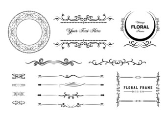 Vintage frames, dividers mega set isolated on white. Calligraphic design elements.
