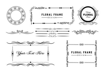 Vintage frames, dividers mega set isolated on white. Calligraphic design elements.
