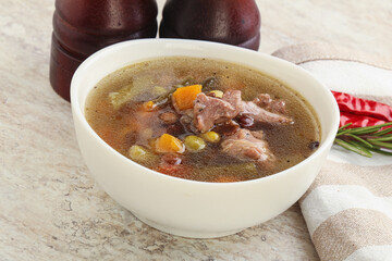 Soup with lentil and chicken