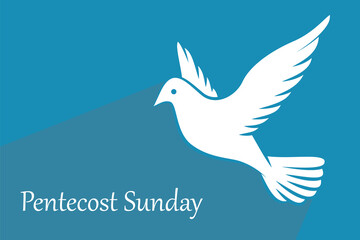 Fototapeta na wymiar Pentecost Sunday background with flying dove