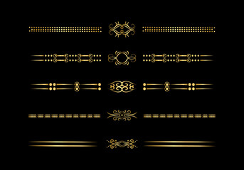 Luxury golden and retro dividers set. Calligraphic design elements vector.