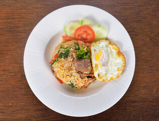 Thai style food, Fried rice with pork.
