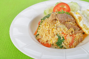 Thai style food, Fried rice with pork.