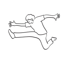 line art man jumping illustration vector hand drawn isolated on white background