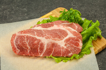Raw pork meat neck steack