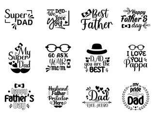 Set of fathers day lettering quote