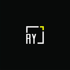 RY initial monogram logo with square style design - obrazy, fototapety, plakaty