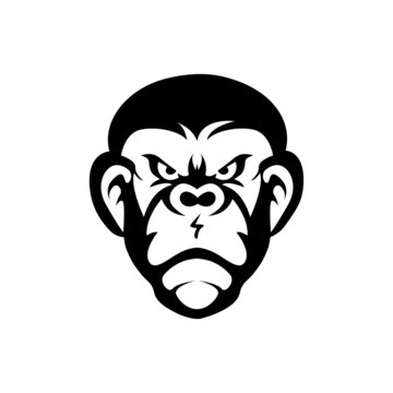 Monkey Face Illustration Vector Design Template.