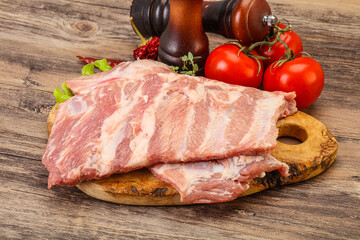 Raw pork ribs for cooking