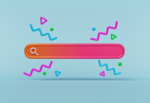 search bar and colorful decorations. 3d rendering