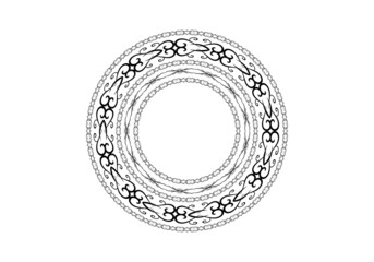 Black Decorative round frame for design with floral ornament. A template for printing postcards.
