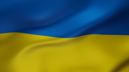 National flag of Ukraine. Swaying in the wind 3D