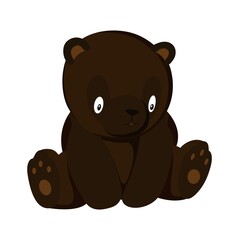 Fototapeta premium Stylized brown bear full body drawing. Simple animal icon or logo design