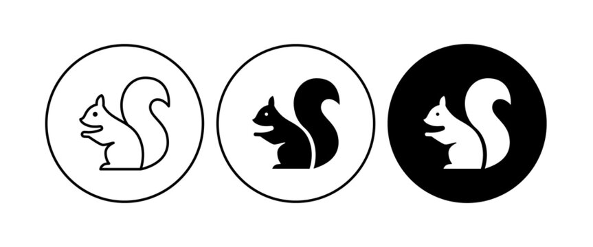Squirrel icon editable stroke line . Template design. Cute animal silhouette, vector design element. Vector set. Nature concept.