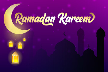 Illustration islamic background with gold typography for ramadan moment