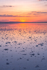 Salt lake in Turkey. Great view from the salt lake at sunset in the evening.