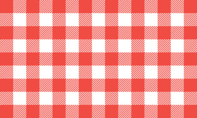 Red white gingham pattern and fabric vintage design flat vector illustration.