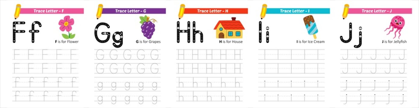 Alphabet Tracing, From The Letters F To J