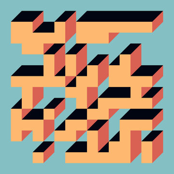 Implementation of Edward Zajec&rsquo;s &ldquo;Il Cubo&rdquo; from 1971. Essentially a Truchet tile set of 8 tiles and rules for placement art illustration