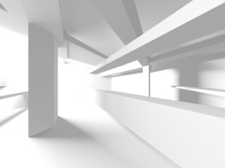 Obraz premium Illuminated corridor interior design. Empty Room Interior Background