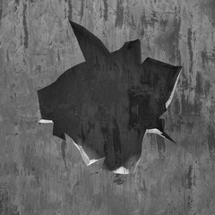Obraz na płótnie Canvas Explosion broken concrete wall bullet hole destruction