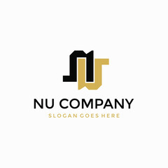 NU UN Letter gold logo vector image