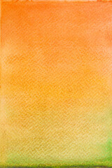 Hand painting orange, yellow and green watercolor on paper background