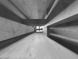 Dark Concrete Wall Architecture. Empty Room