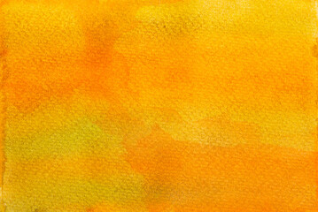 Hand painting orange, yellow and green watercolor on paper background