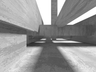 Dark Concrete Wall Architecture. Empty Room