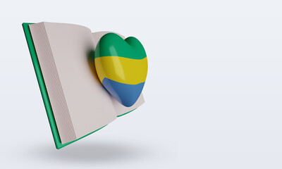3d world book day Gabon flag rendering left view