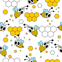 Cute seamless pattern with bees