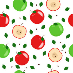 pattern with apples on a white background