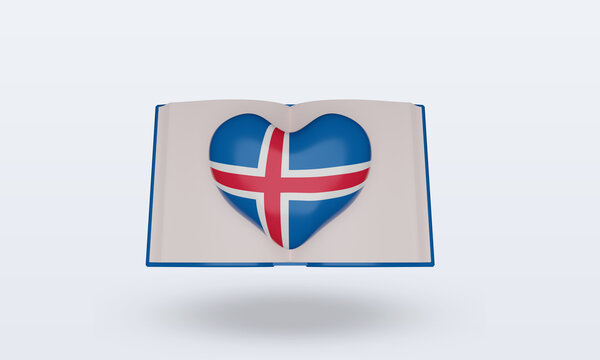 3d World Book Day Iceland Flag Rendering Front View