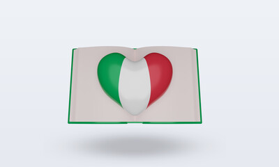 3d world book day Italy flag rendering front view