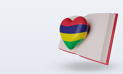 3d world book day Mauritius flag rendering right view