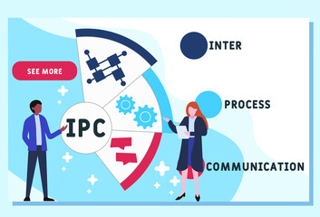 IPC Inter-Process Communication acronym. business concept background.  vector illustration concept with keywords and icons. lettering illustration with icons for web banner, flyer, landing pag