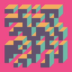 Implementation of Edward Zajec’s “Il Cubo” from 1971. Essentially a Truchet tile set of 8 tiles and rules for placement art illustration