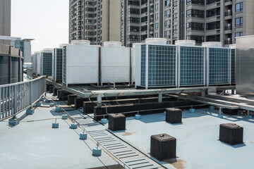 on an flat roof there cooling air conditioning