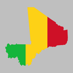 Mali flag inside the Malian map borders vector illustration 