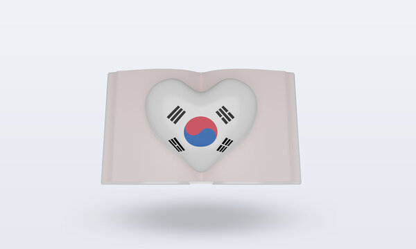 3d world book day South Korea flag rendering front view